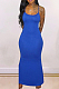 Blue Casual Polyester Sleeveless Round Neck Long Dress YMT6152