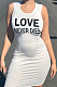 White Sexy Polyester Letter Sleeveless Round Neck Hollow Out Tank Dress MTY611