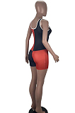 Black Red Casual Polyester Sleeveless Spliced Tank Jumpsuit CY1239