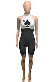 White Casual Polyester Sleeveless Round Neck Bodycon Jumpsuit NK142