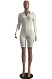 White Sexy Polyester Long Sleeve Embroidered Bodycon Jumpsuit CY1237