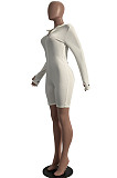 White Sexy Polyester Long Sleeve Embroidered Bodycon Jumpsuit CY1237