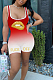Red Sexy Polyester Mouth Graphic Sleeveless Square Neck Tank Jumpsuit WJ5098