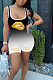 Black Sexy Polyester Mouth Graphic Sleeveless Square Neck Tank Jumpsuit WJ5098