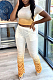 Yellow Casual Polyester Short Sleeve Round Neck Ruffle Tee Top Long Pants Sets DMM8131