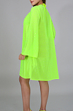 Neon Green Sexy Polyester Sleeveless Crop Top Low Waist Shorts Sets QQM4037
