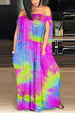 Yellow Casual Polyester Tie Dye Off Shoulder Tube Jumpsuit SM9098