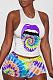 Purple Tongue Graphic Casual Polyester Sleeveless Tank Top Shorts Sets QQM4068