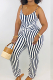 Yellow Sexy Polyester Striped Sleeveless Cami Jumpsuit LMM8162
