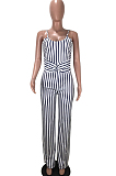 Red Sexy Polyester Striped Sleeveless Cami Jumpsuit LMM8162