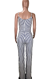 Yellow Sexy Polyester Striped Sleeveless Cami Jumpsuit LMM8162