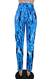 Blue Casual Polyester Tie Dye Straight Leg Pants AA5159