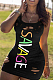 Black Sexy Polyester Letter Sleeveless Round Neck Ripped Low Waist Tank Dress AMM8251
