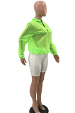 Green Casual Polyester Long Sleeve Hoodie FH045
