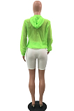 Green Casual Polyester Long Sleeve Hoodie FH045
