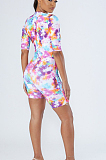 Sexy Polyester Short Sleeve All Over Print Bodycon Jumpsuit FH018