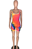 Blue Casual Polyester Tie Dye Sleeveless Tank Jumpsuit HH8925