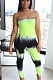 Green Black Casual Polyester Tie Dye Sleeveless Tube Jumpsuit AA5146