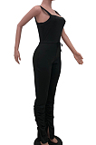 Black Sexy Polyester Sleeveless Halterneck Ruffle Cami Jumpsuit YX9222
