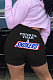 Black Casual Polyester Letter Low Waist Shorts SDD9310