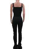 Black Sexy Polyester Sleeveless Halterneck Ruffle Cami Jumpsuit YX9222