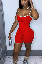 Red Sexy Polyester Sleeveless Cami Jumpsuit W8304