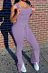 Purple Sexy Polyester Sleeveless Halterneck Ruffle Cami Jumpsuit YX9222