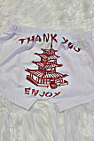 White Sexy Polyester Letter Low Waist Shorts RB3081