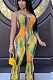 Yellow Casual Polyester Tie Dye Sleeveless Cami Jumpsuit CY1248