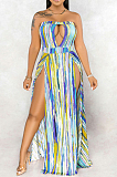Multi Sexy Polyester Sleeveless Halterneck Hollow Out Tube Dress SMR9655