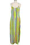Multi Casual Polyester Sleeveless V Neck Flat Pocket Slip Dress SMR9661