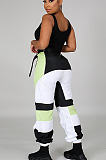 Black Casual Polyester Geometric Graphic Spliced Cargo Pants CCY8515