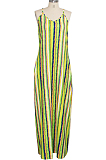 Multi Casual Polyester Sleeveless V Neck Flat Pocket Slip Dress SMR9661