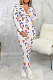 Multi Sexy Polyester Butterfly Graphic Long Sleeve Deep V Neck Bodycon Jumpsuit SMR9633