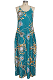 Casual Polyester Floral Sleeveless V Neck Flat Pocket Slip Dress SMR9646