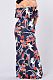 Casual Spandex Floral Sleeveless Flounce All Over Print Long Dress JLX8018