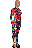 Colours Casual Polyester Long Sleeve Knotted Strap Bodycon Jumpsuit AA5025