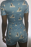 Casual Polyester Short Sleeve Cartoon Graphic Button Up Bodycon Jumpsuit BN9246
