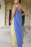 Light Blue Casual Polyester Striped Sleeveless Slip Dress HY5049