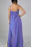 Light Blue Casual Polyester Striped Sleeveless Slip Dress HY5049