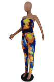 Casual Cotton Tie Dye Sleeveless Strapless Tube Jumpsuit H1383