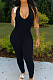 Sexy Polyester Pure Color Sleeveless Halterneck Ruffle Cami Jumpsuit ARM8208