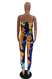 Casual Cotton Tie Dye Sleeveless Strapless Tube Jumpsuit H1383