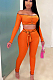 Orange Sexy Polyester Long Sleeve Waist Tie Utility Blouse Long Pants Sets ZS0300