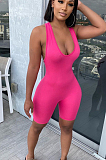 Rose Red Sexy Polyester Sleeveless Spaghetti Strap  Open Back Tank Jumpsuit YY5194