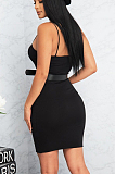 Black Sexy Polyester Sleeveless Spaghetti Strap  Open Back Mini Dress WMZ1005