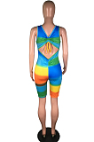 Colours Casual Polyester Sleeveless Backless Knotted Strap Tank Jumpsuit BS1206