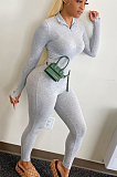 White Casual Cotton Long Sleeve Bodycon Jumpsuit RB3062