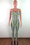 Pure Color Casual Cotton Sleeveless Strappy Bodycon Jumpsuit QZ4210