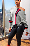 Light Grey Casual Polyester Long Sleeve Round Neck Utility Blouse ML7134